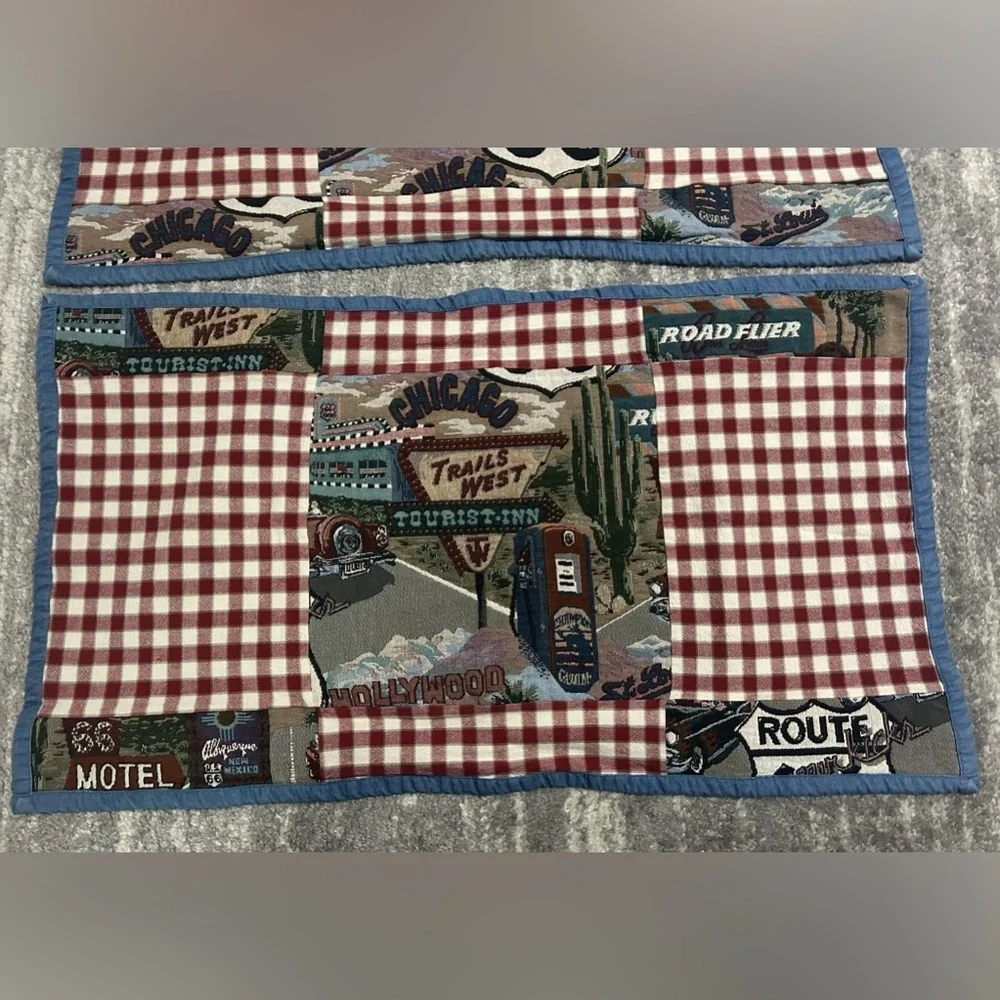 Route 66 King Size Knit Pillow Shams Covers Country Cabin Cottagecore Decor